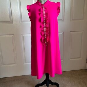 NWOT Lilly Pulitzer Pink Ruffle Pearl Sleeveless Dress
